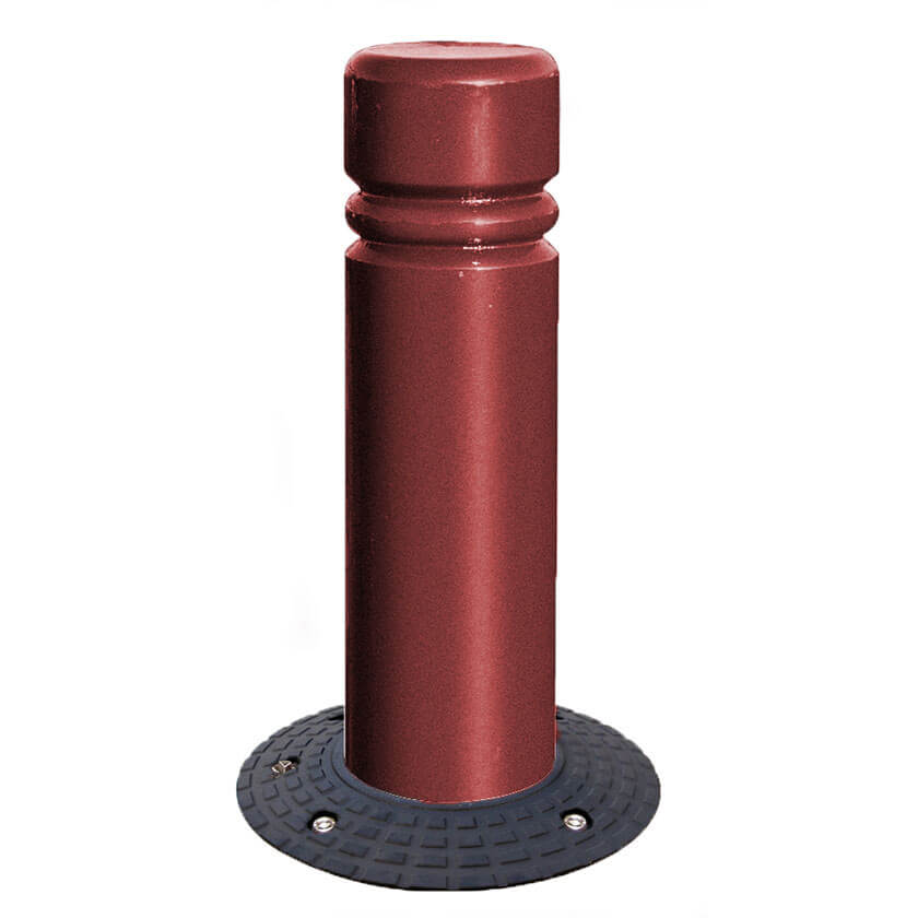 City - semi automatic rising bollard in a red powder coated finish