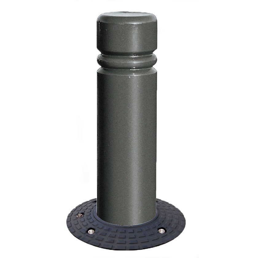 City - semi automatic rising bollard in a grey powder coated finish