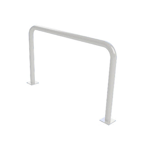 76mm steel fixed hoop barrier in a White powder coated finish.