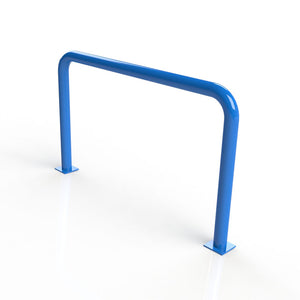90mm tube static steel hoop barrier in a Blue powder coated finish.