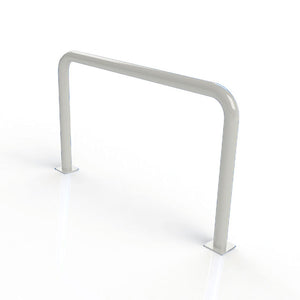 90mm tube static steel hooped security barrier in a White powder coated finish.
