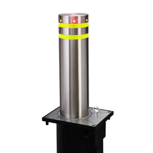SA-600 Stainless steel semi automatic rising bollard with LED lighting.