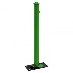 Agora soli-block fold down parking bollard in a Green powder coated finish.