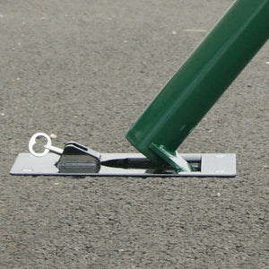 City soli-block fold down parking bollard.