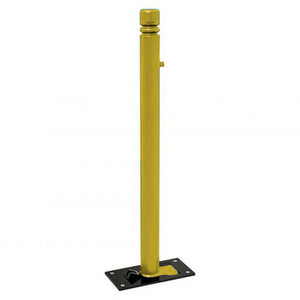 City soli-block fold down parking bollard in a Yellow powder coated finish.