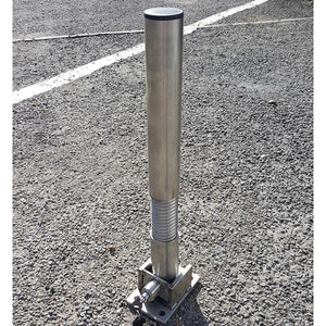 Bendy flexible fold down parking post in a stainless steel finish.