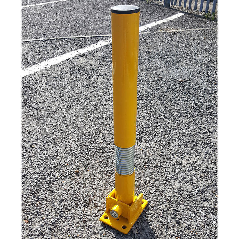 Bendy flexible fold down parking post in Yellow.