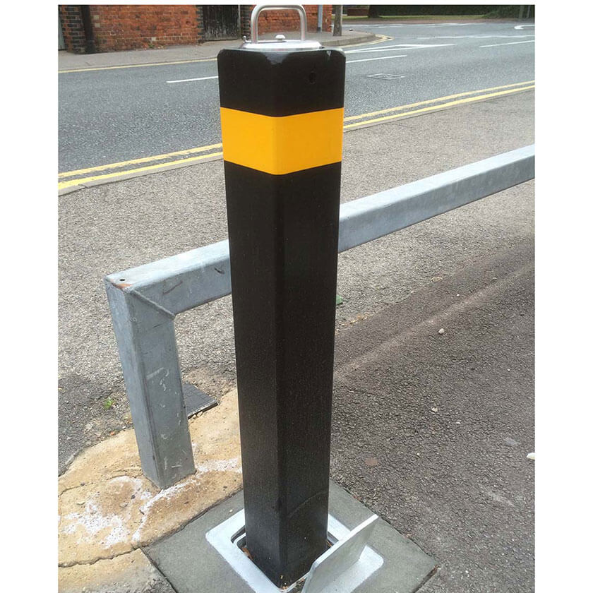 SQ8 telescopic bollard in a Black powder coated finish