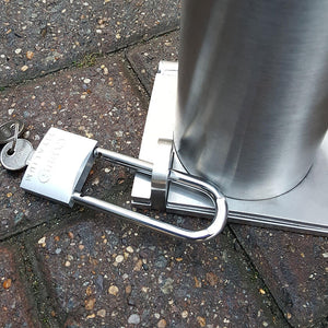The padlock location at the base of the post