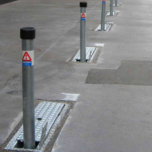 Stealth fold down parking post in a galvanised finish