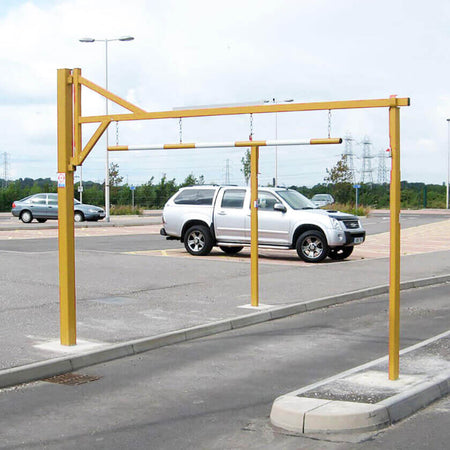 Opening height restriction barrier in Yellow.